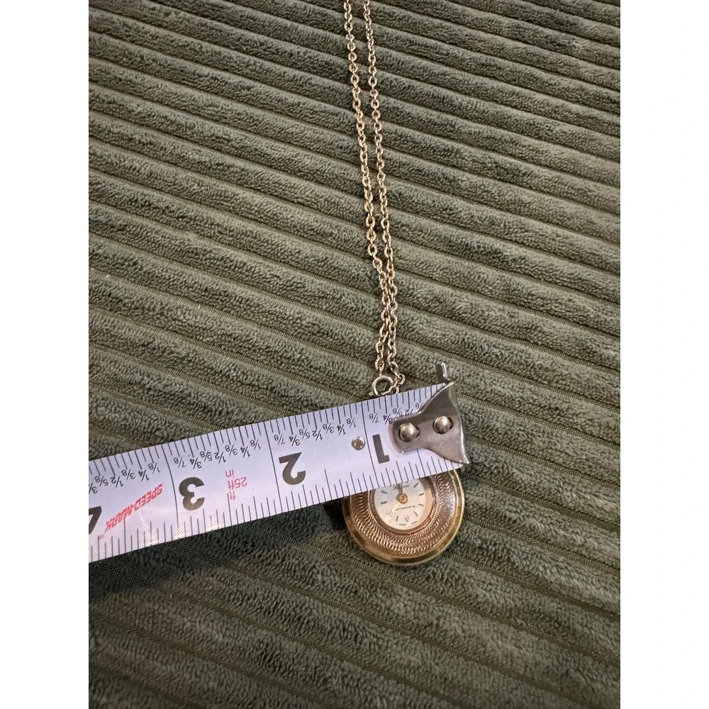 Vintage Lucerne‎ Swiss Made Pendant Watch Necklace Gold Tone Antimagnetic
